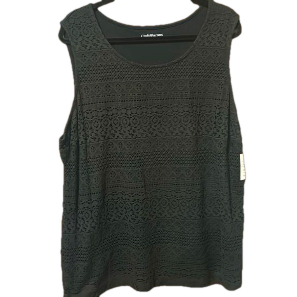 Croft & Barrow Sleeveless Lacy Overlay Top Size 2X NWT